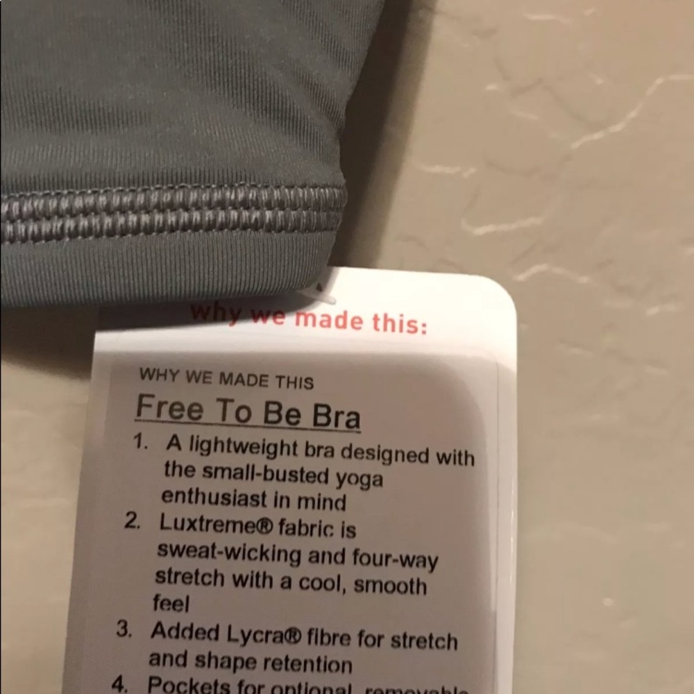 NWT LEAD GREY LULULEMON FREE TO BE BRA - - Size 8 - Picture 3 of 4